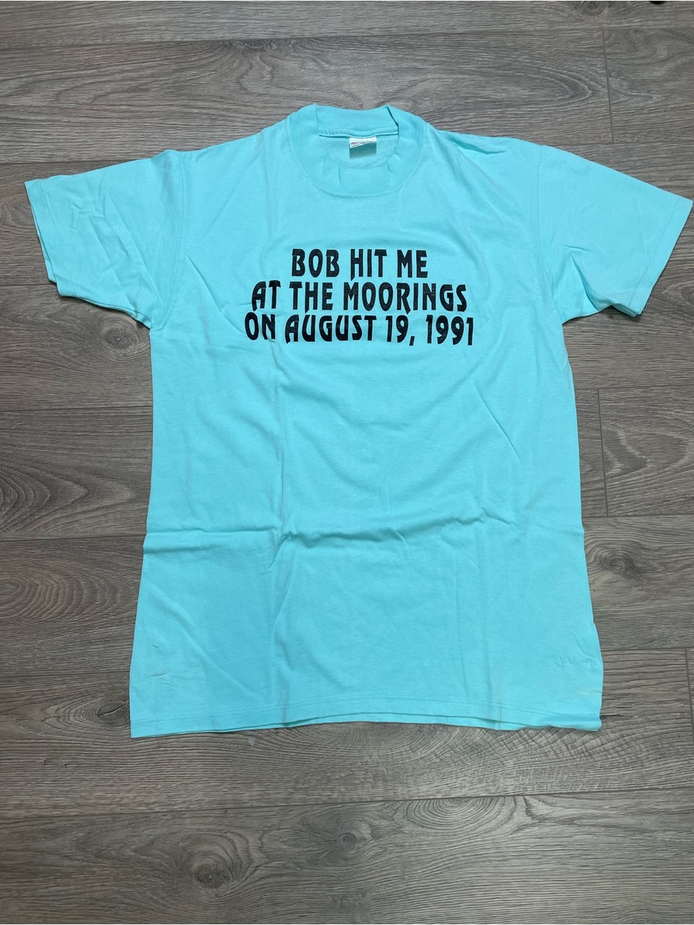 Vintage 1991 Bob Hit Me At The Moorings T-Shirt L Stedman Single Stitch